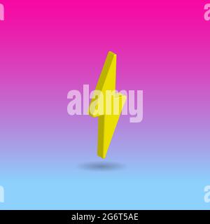3D vector illustration of yellow lightning. Design elements. Easy to edit. Editable gradient background. Included graphic style. Stock Vector