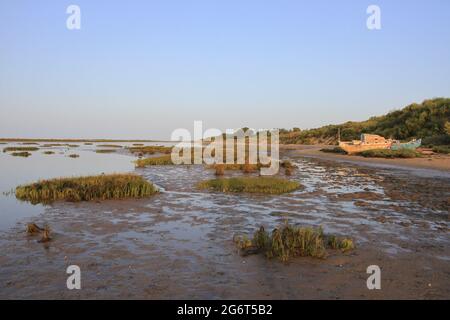 Barrier islands and tidal estuary at Ria Formosa Natural Park, Algarve, Portugal Stock Photo
