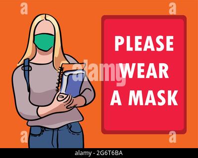 Face mask required sign. Protective measures against coronavirus COVID-19 . Illustration Vector Stock Vector