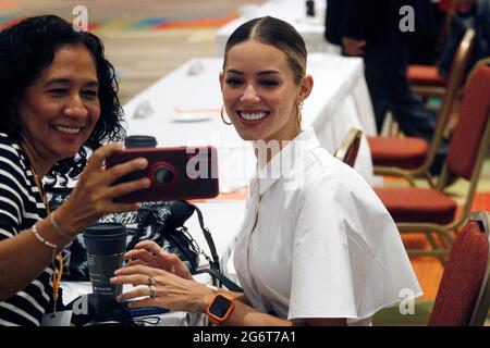 MEXICO CITY, MEXICO - JULY 5: Mariana Rodriguez Cantu, wife of the governor-elect of the state of Nuevo Leon and fashion influencer and businesswoman, takes a selfie during the XXI Session of the National Council on July 5, 2021 in Mexico City, Mexico. (Photo by Eyepix/Sipa USA) Stock Photo