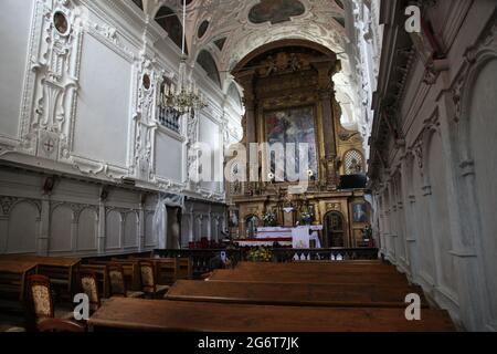 Camaldolese complex in Rytwiany, church in camaldolese complex, the interior of the baroque church, hermitage of golden forest Stock Photo
