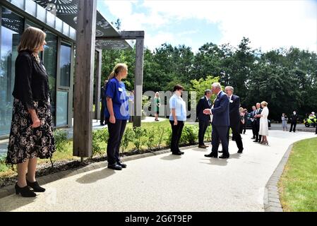 The Prince of Wales visited Y Bwthyn NGS Macmillan Specialist Palliative Care unit, Royal Glamorgan Hospital, Llantrisant, 7th July 2021 Stock Photo