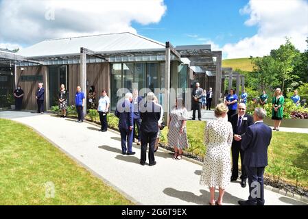 The Prince of Wales visited Y Bwthyn NGS Macmillan Specialist Palliative Care unit, Royal Glamorgan Hospital, Llantrisant, 7th July 2021 Stock Photo