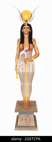 Egyptian goddess Hathor isolated on white background Stock Photo