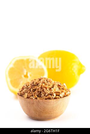 Dehydrated Lemon Peel Isolated on a White Background Stock Photo