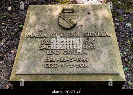 Cemetery of the House of Saxe-Coburg and Gotha near Coburg, Germany. Grave of Maria Claudia Sibylla, Princess of Saxe Coburg and Gotha Stock Photo