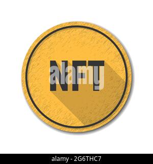 NFT crypto currency Token coin icon button illustration Stock Vector