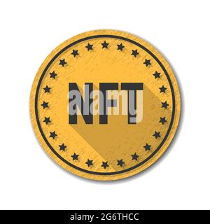 NFT crypto currency Token coin icon button illustration Stock Vector