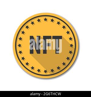 NFT crypto currency Token coin icon button illustration Stock Vector