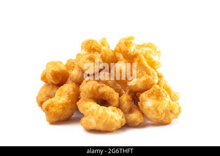 Caramel Puff Corn Popcorn Isolated on a White Background Stock Photo