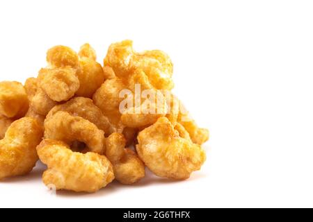 Caramel Puff Corn Popcorn Isolated on a White Background Stock Photo