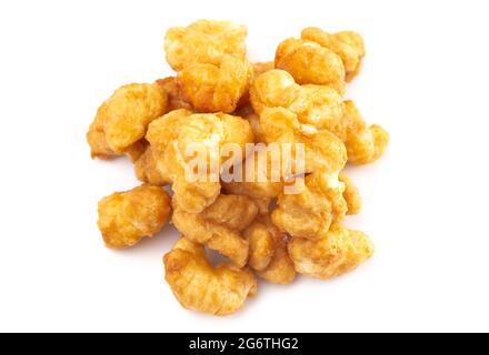 Caramel Puff Corn Popcorn Isolated on a White Background Stock Photo