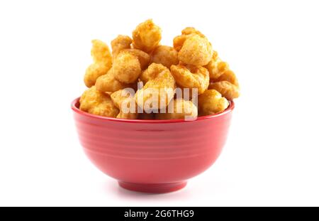 Caramel Puff Corn Popcorn Isolated on a White Background Stock Photo