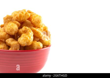 Caramel Puff Corn Popcorn Isolated on a White Background Stock Photo