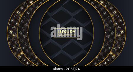 black and golden luxury background in horizontal editable vector image Stock Vector