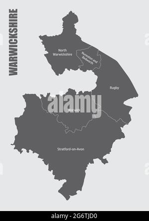 Warwickshire county administrative map isolated on white background ...