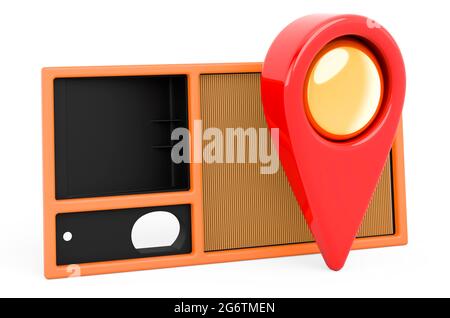 Map pointer with air conditioner, 3D rendering isolated on white ...