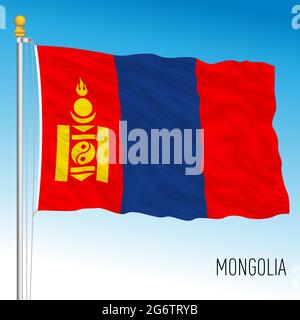 Mongolia official national flag, asiatic country, vector illustration Stock Vector