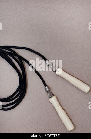 skipping rope on a neutral background with ample copy space Stock Photo