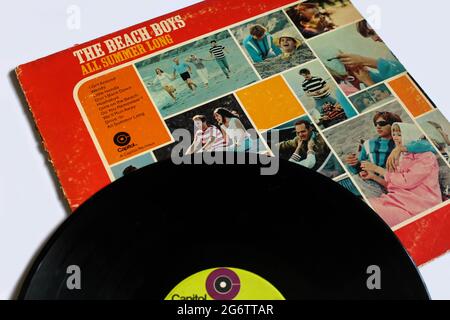 Classic rock band, The Beach Boys music album on vinyl record LP disc. Titled All Summer Long album cover Stock Photo