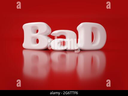 Bad word on red background .3D Illustration. Stock Photo