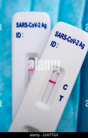 Close-up of negative COVID-19 self tests Stock Photo