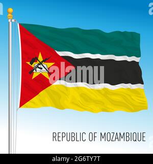 Mozambique official national flag, african country, vector illustration Stock Vector