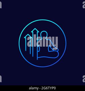 meditation and growth line vector icon Stock Vector