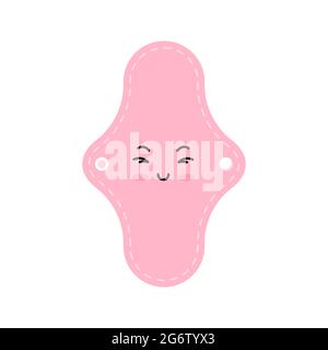 Reusable sanitary menstrual cloth pads emoticon isolated on white background. Stock Vector