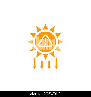 UV radiation warning and solar ultraviolet icon Stock Vector