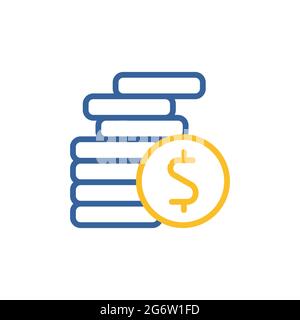 Coins stack outline vector illustration. Money stacked coins icon. Finances sign. Graph symbol for your web site design, logo, app, UI Stock Vector
