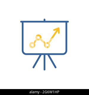 Flip-chart outline icon. Projection screen with a graph. Business sign. Graph symbol for your web site design, logo, app, UI. Vector illustration Stock Vector