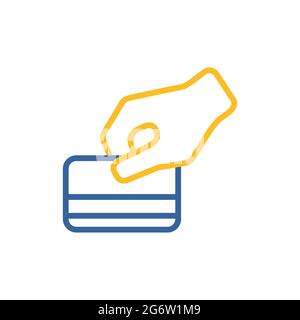 Hand swipe credit card during purchase outline icon. Business sign. Graph symbol for your web site design, logo, app, UI. Vector illustration, EPS10. Stock Vector