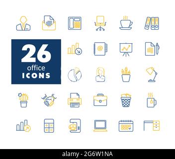 Office outline vector icon set. Office sign. Graph symbol for your web site design, logo, app, UI. Vector illustration Stock Vector
