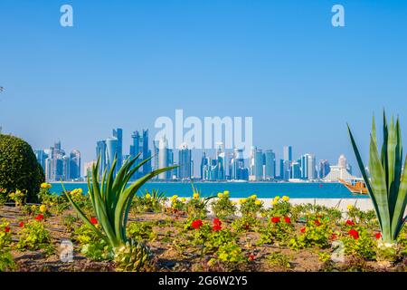 Doha Skyline in the city of Qatar Stock Photo