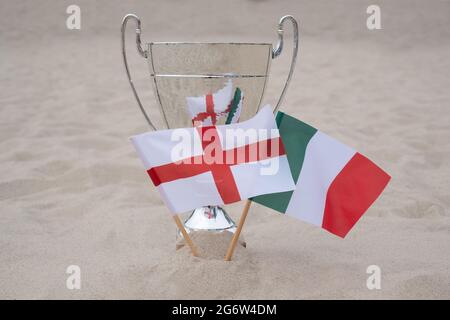 Italy and England national teams meet in in the final. Europe soccer. Stock Photo