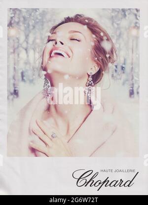 poster advertising Chopard Geneve watch, magazine 2001, Happy Sport ...