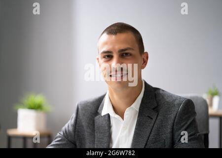 Happy Professional Employee Man Smiling Face Portrait Stock Photo