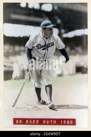 Antique black and white/ colorized photo of Babe Ruth as a coach with the Brooklyn  Dodgers circa 1938 Stock Photo - Alamy
