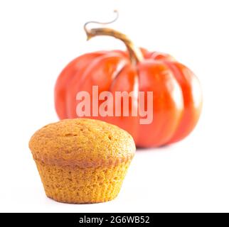 Pumpkin Spice Muffins Isolated on a White Background Stock Photo