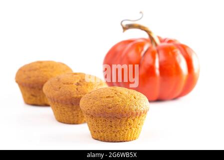 Pumpkin Spice Muffins Isolated on a White Background Stock Photo