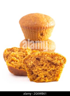 Pumpkin Spice Muffins Isolated on a White Background Stock Photo