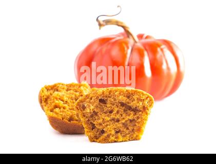Pumpkin Spice Muffins Isolated on a White Background Stock Photo