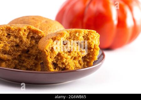 Pumpkin Spice Muffins Isolated on a White Background Stock Photo