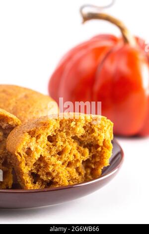 Pumpkin Spice Muffins Isolated on a White Background Stock Photo