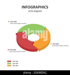 Circle Diagram, Pie Diagram, 3D Infographics Full Color, Illustration, Template Stock Vector