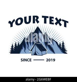 Logo for Mountain Adventure , Camping, Climbing Expedition. Vintage Vector Logo and Labels, Icon Template Design Illustration Stock Vector