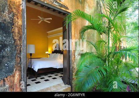 MEXICO. STATE OF CAMPECHE.  THE HACIENDA UAYAMON, BUILT IN THE XVIIE CENTURY WAS AN OLD SISAL PLANTATION. IT IS NOW AN HOTEL OF TWELVE ROOMS AND SUITE Stock Photo