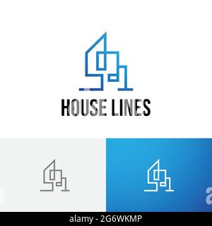 House Home Building Residential Real Estate Monoline Logo Stock Vector