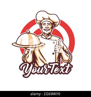 Chef Logo for Restaurant, Cafe, Bistro. Vector Illustration Design Stock Vector